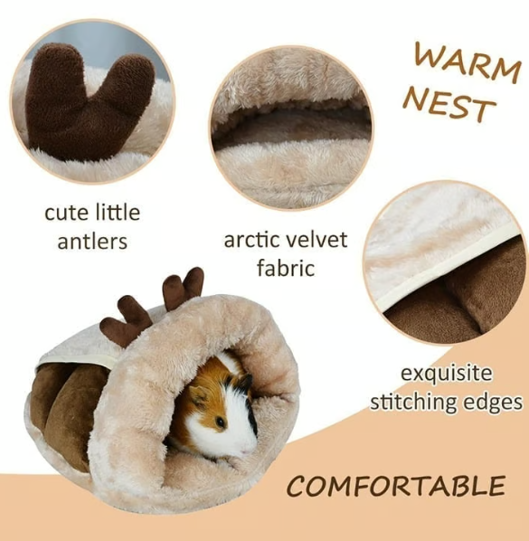 Guinea Pig Bed Hideout Cuddle Warm Fleece Cozy Cave House & Cage Access