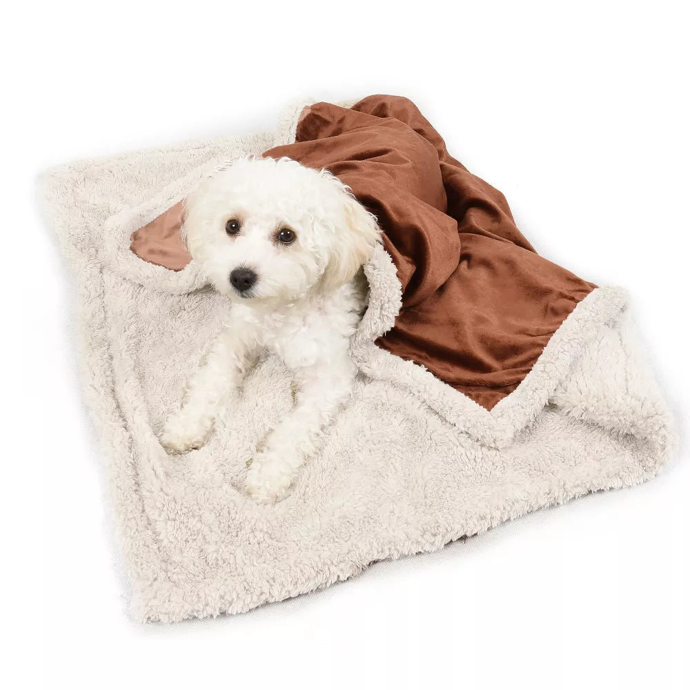 Dual Texture Reversible Fleece Pet Blanket for Small Pets