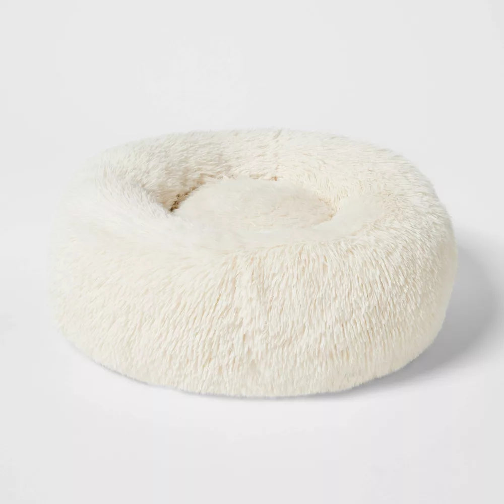 Cream Donut Bolster Small Dog Bed
