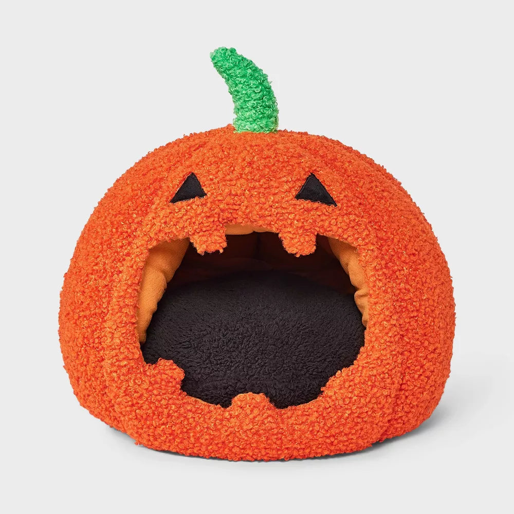 Pumpkin Shaped Enclosed Cave Bed for Small Dogs