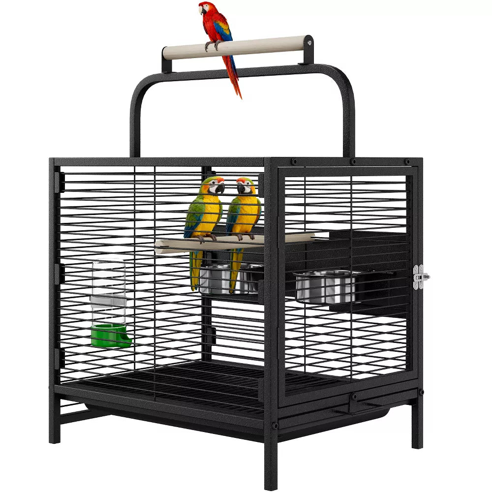Rust-Resistant Steel Handheld Portable Travel Bird Cage for Small Parrots