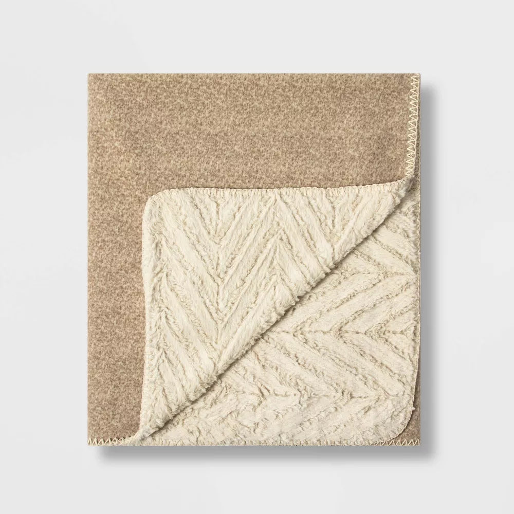 Heathered Fleece Reversible Warm Dog Blanket