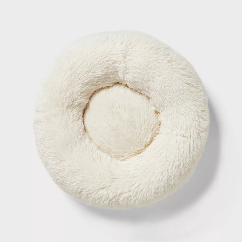 Cream Donut Bolster Small Dog Bed