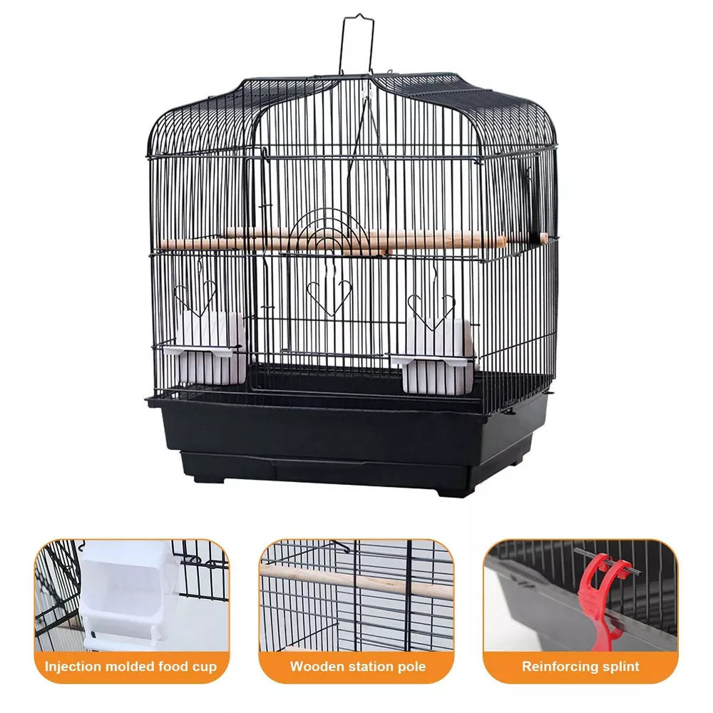Lightweight Metal Handheld Travel Bird Cage for Small Birds with Full Accessories