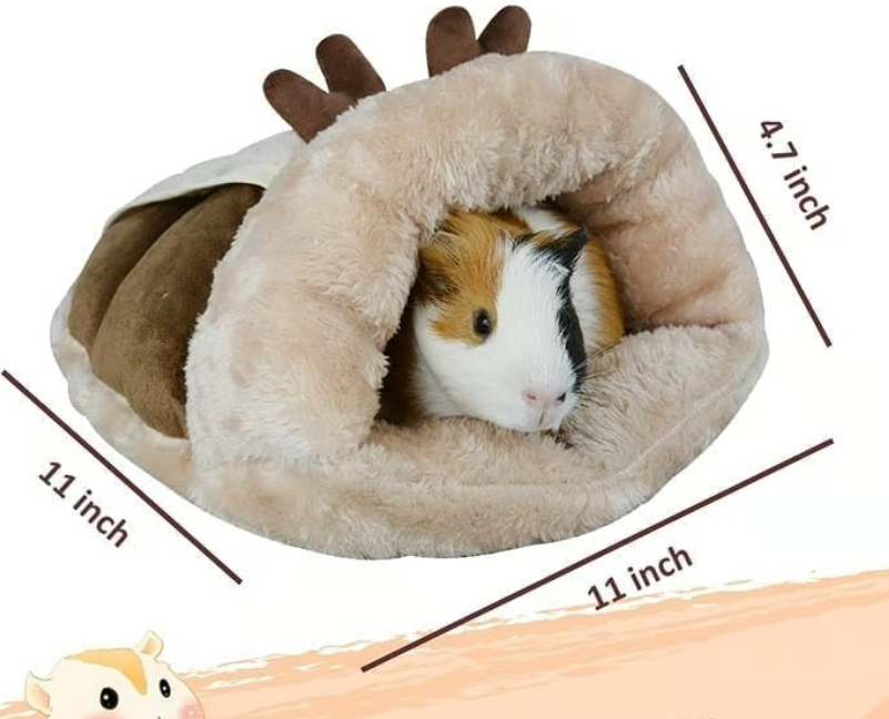 Guinea Pig Bed Hideout Cuddle Warm Fleece Cozy Cave House & Cage Access
