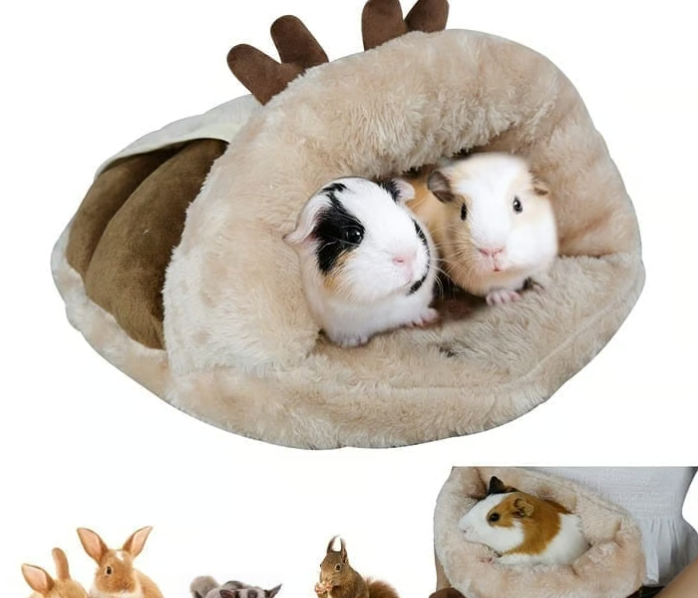 Guinea Pig Bed Hideout Cuddle Warm Fleece Cozy Cave House & Cage Access